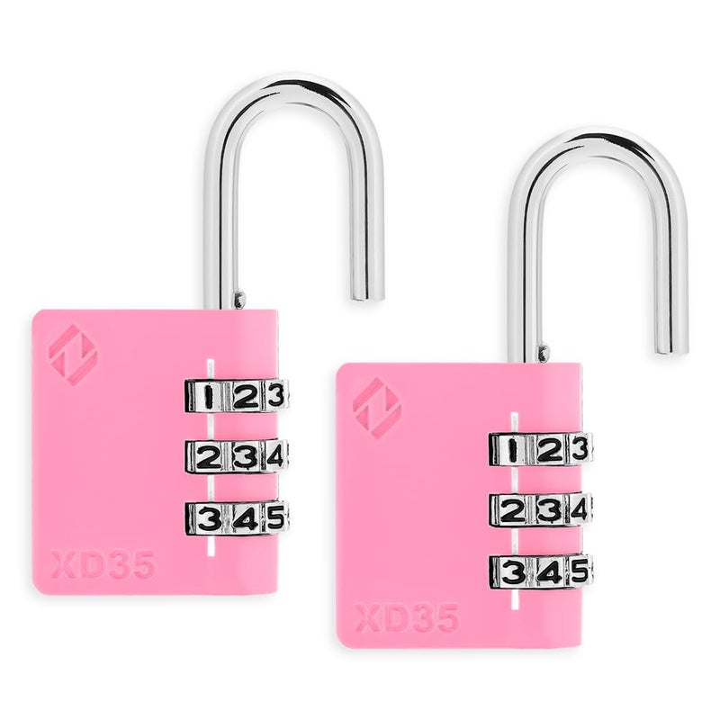Zarker XD35 Combination Lock, 3-Digit Padlock for School Gym Sports LockerLock, Fence, Toolbox, Case, Hasp Storage (2-Pack, Pink) - Image 2